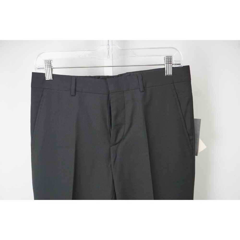Miu Miu Solid Black 100% Wool Dress Pants Sz 46 NEW
